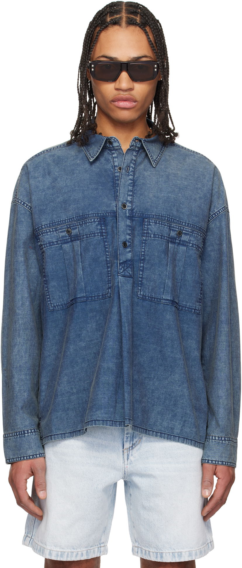 Košulja ISABEL MARANT Isabel Marant Vittore Denim Overshirt Plava | 25PCH0228HA-C1I01H