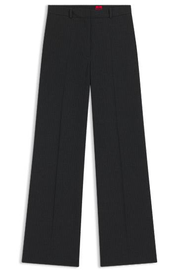 Hlače BOSS Regular-fit Pinstripe Trousers Crna | 50547586