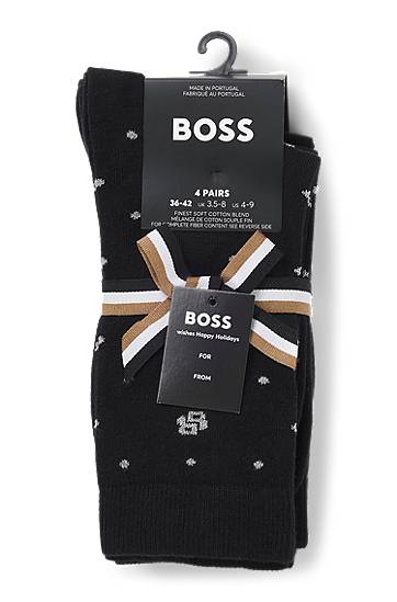 Čarape BOSS Four-pack of regular-length socks with polka dot and monogram details Crna | 50546742, 1