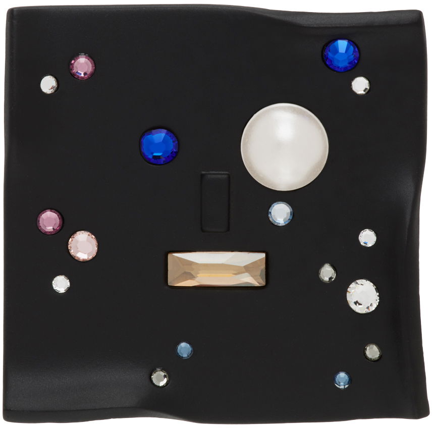 Pin ADER ERROR Black Crystal-Embellished Wavy Brooch Crna | BMSWSSJW0904BK, 0