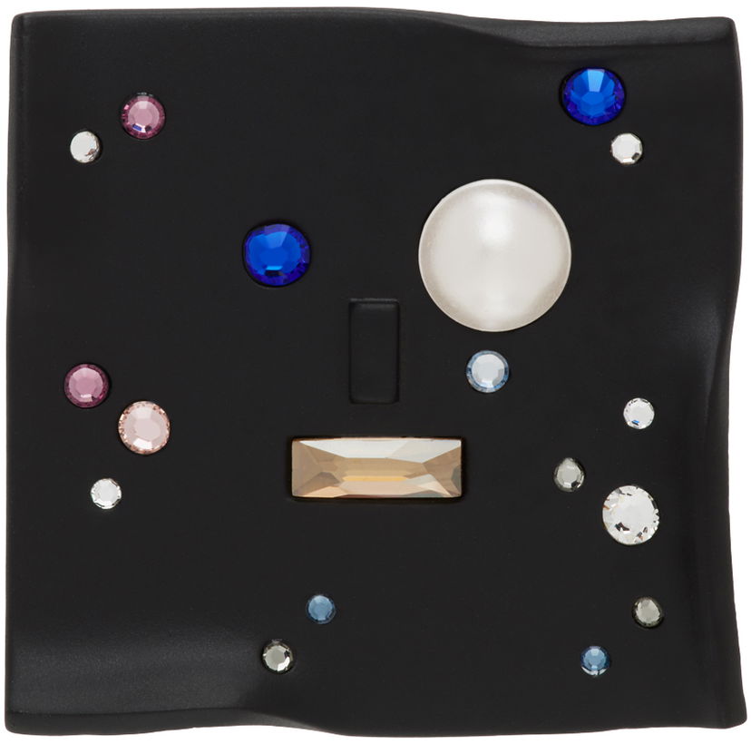 Pin ADER ERROR Black Crystal-Embellished Wavy Brooch Crna | BMSWSSJW0904BK