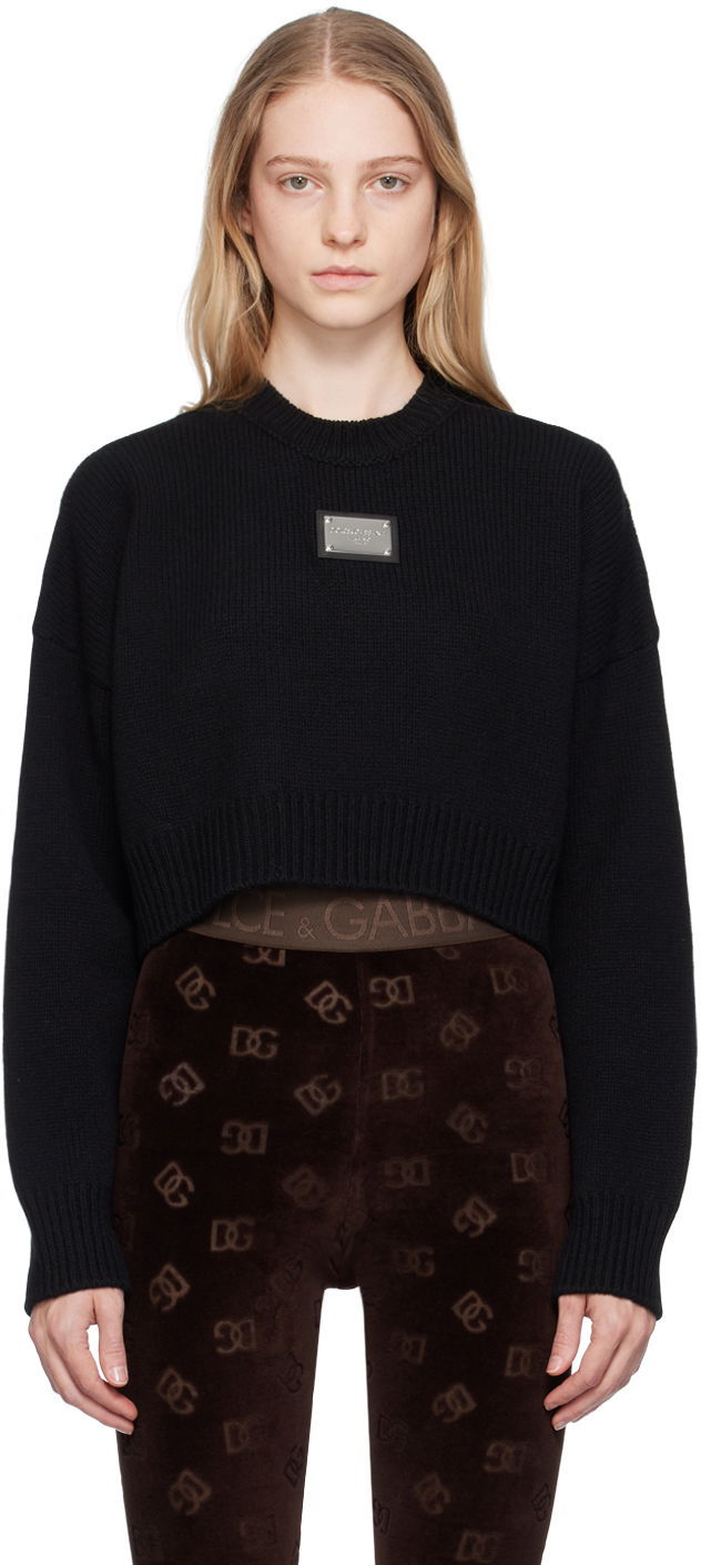 Džemper Dolce & Gabbana Black Plaque Sweater Crna | FXL67T JFMU0