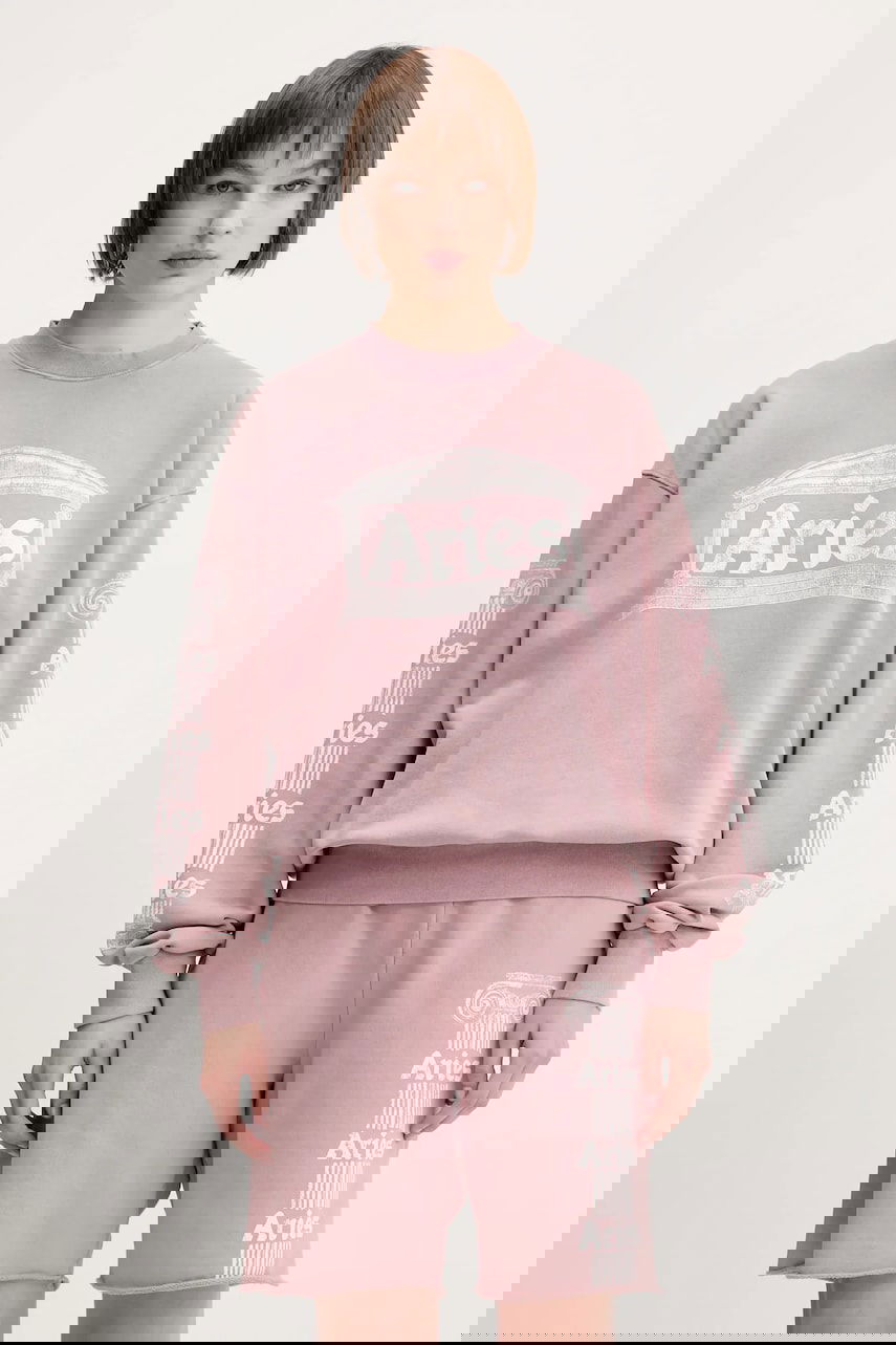 Dukserice Aries Aries Aged Ancient Column Graphic Sweatshirt Ružičasta | AR2003303, 1