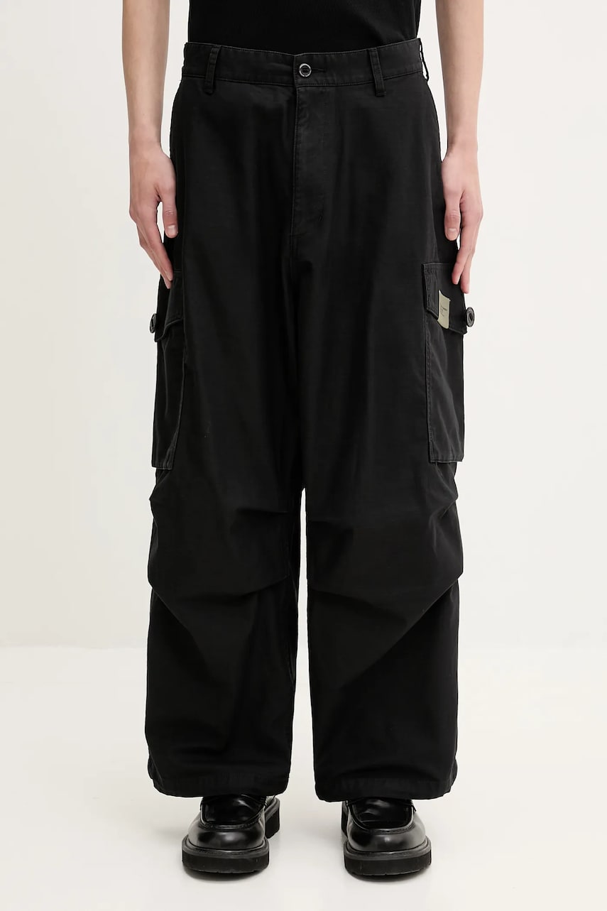Cargo hlače Neighborhood NEIGHBORHOOD Wide Cargo Pants Crna | 251SPNH.PTM06, 0