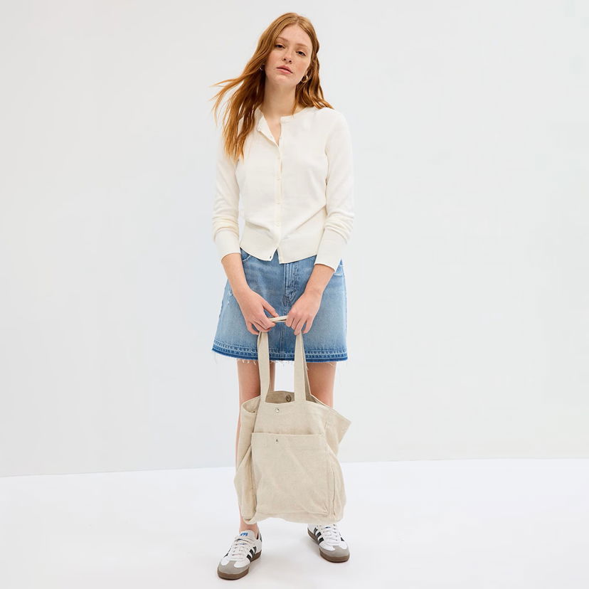 Džemper GAP Crew Cardigan Snowflake Milk Bijela | 443176-04