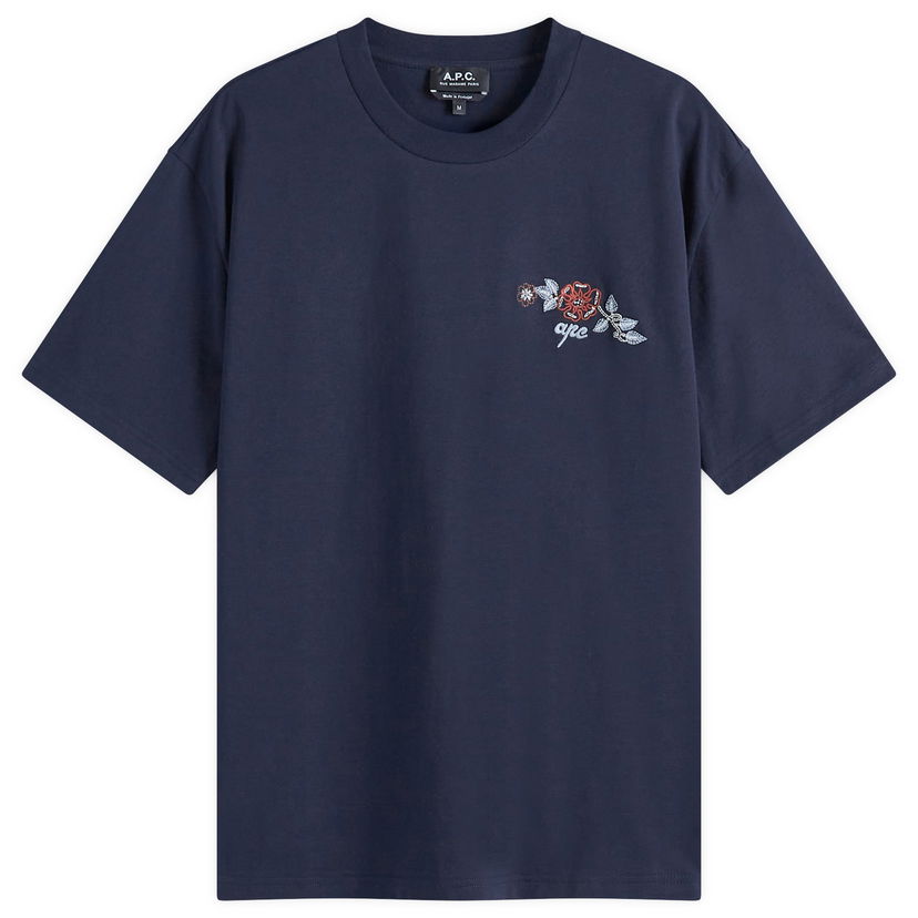 Majica kratkih rukava A.P.C. A.P.C. Men's Oscar Floral Logo T-Shirt Tamnoplava | COGCK-H26511-IAK