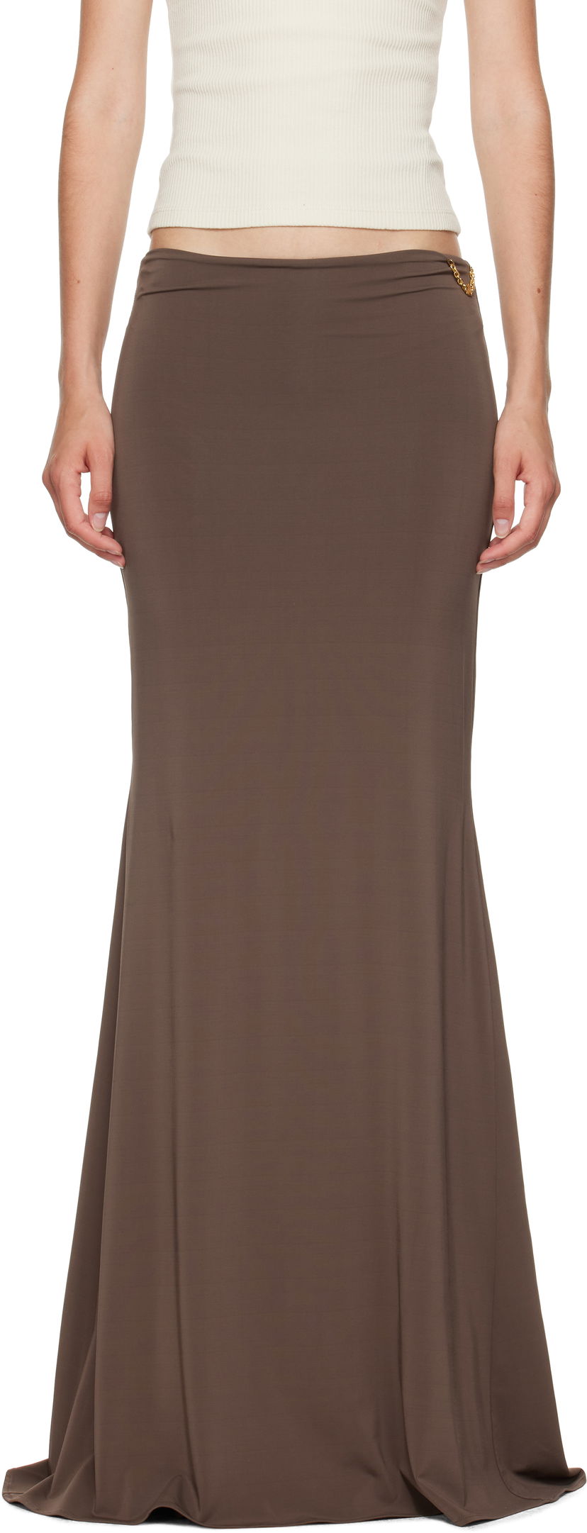 Suknja AMIRI AMIRI Logo Chain Maxi Skirt Smeđa | AWSKCA1022