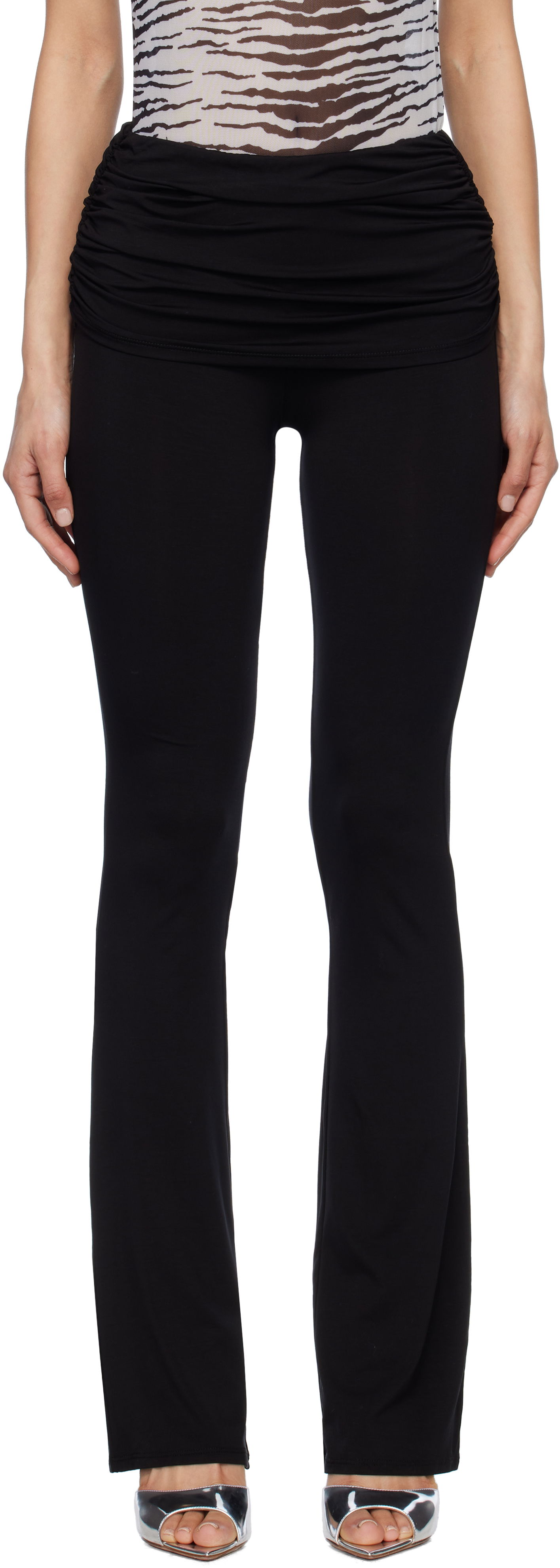 Tajice Miaou Miaou Alana Foldover Flare Trousers Crna | 1039TJBBLK, 0