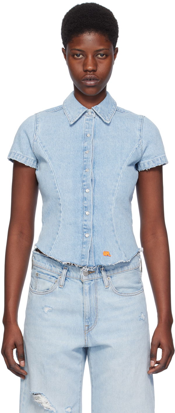 Košulja ERL ERL Levi's Edition Short Sleeve Denim Shirt Plava | ERL07B301
