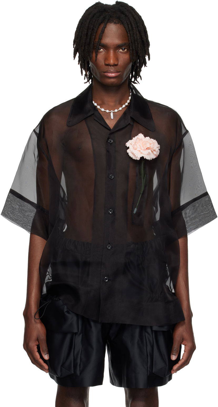 Košulja Simone Rocha Simone Rocha Carnation Pocket Boxy Shirt Crna | 5332 0360