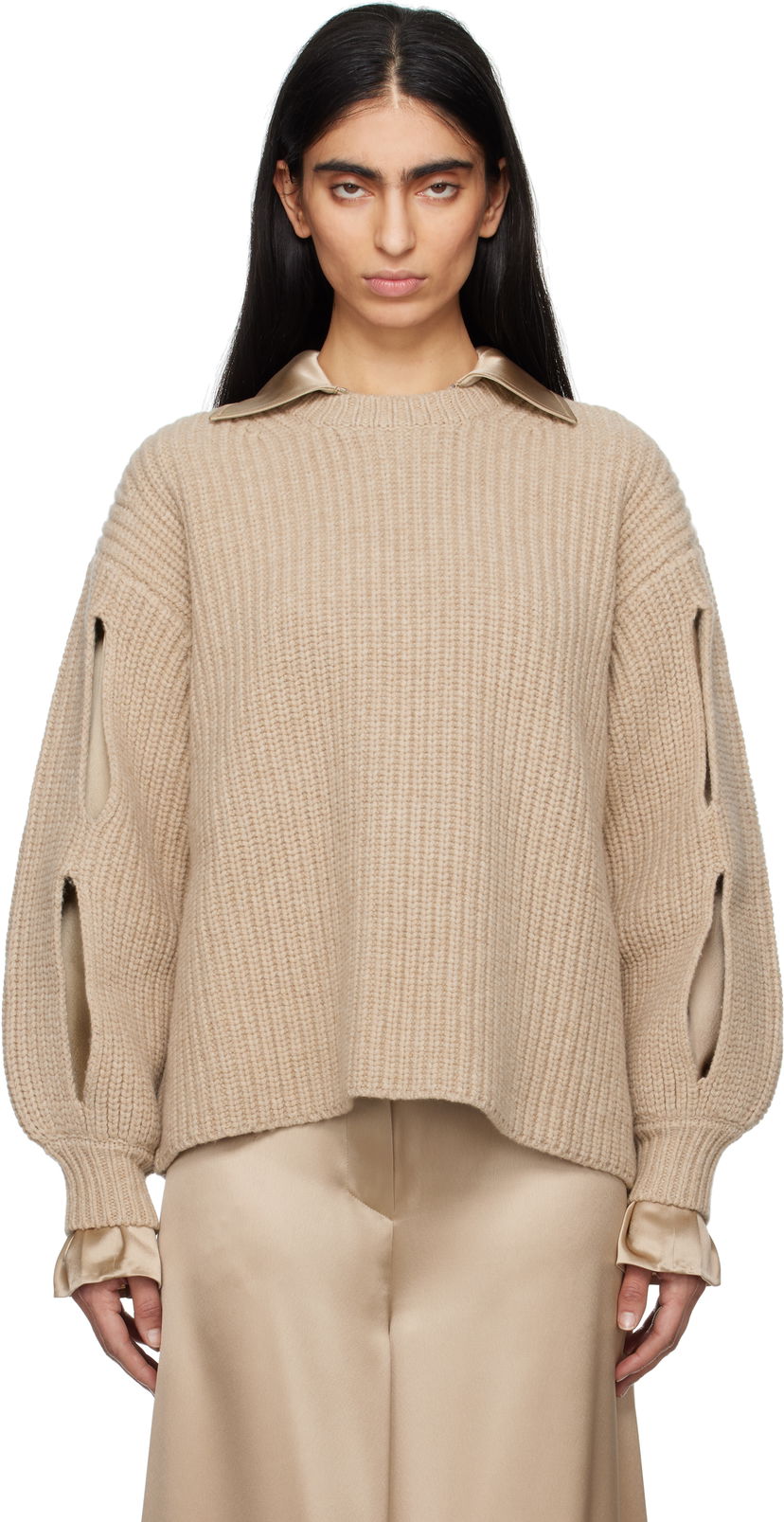 Džemper Nanushka Nanushka Jacint Cutout Detail Sweater Bež | NW25RSSW11674