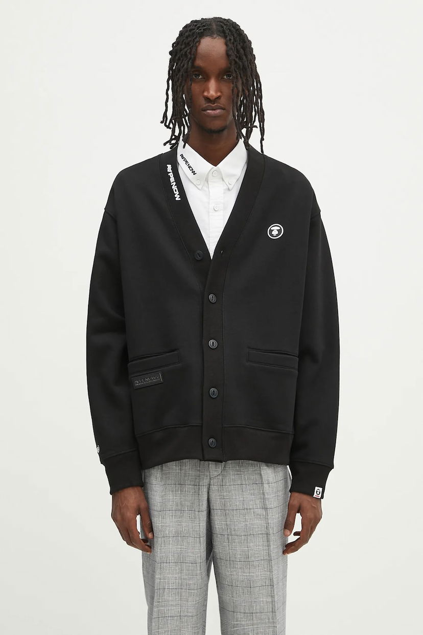 Džemper AAPE by A Bathing Ape AAPE Now Cardigan Crna | AAPSWMB329XXN