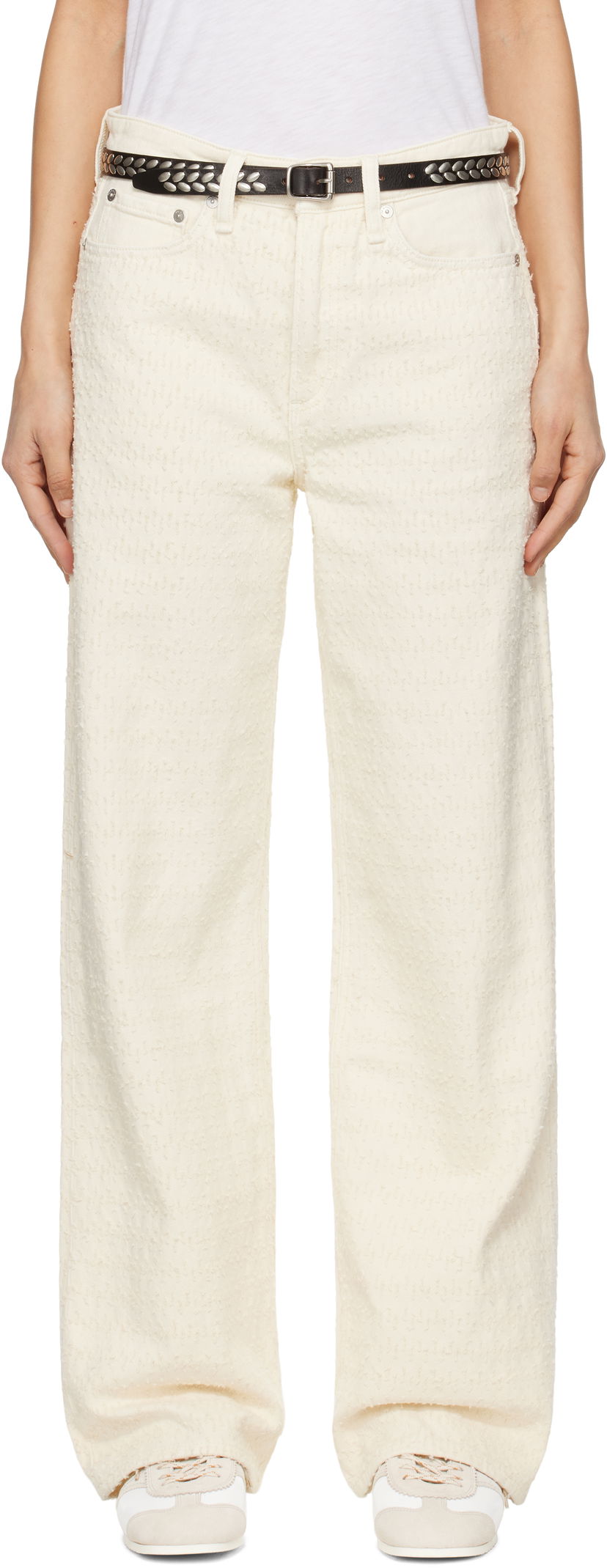 Hlače rag & bone rag & bone Logan Mid-Rise Wide Leg Jeans Bijela | WDD25S2935RGET