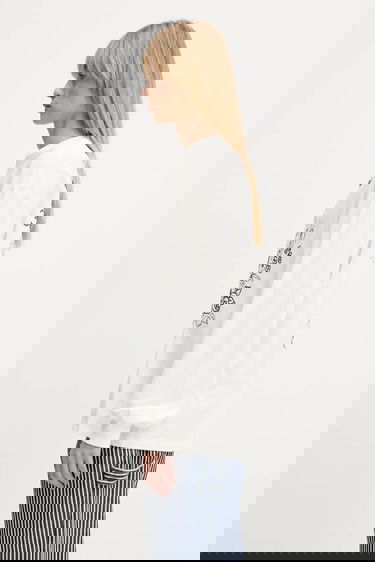 Dukserice GANNI GANNI Re-cut Heavy Jersey Charm Long Sleeve T-Shirt Bijela | T4139, 1