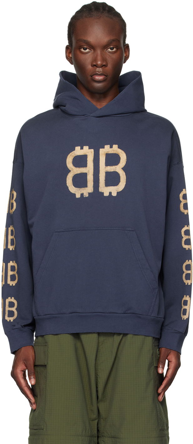 Dukserice Balenciaga Blue Crypto Hoodie Tamnoplava | 767877TOVU7