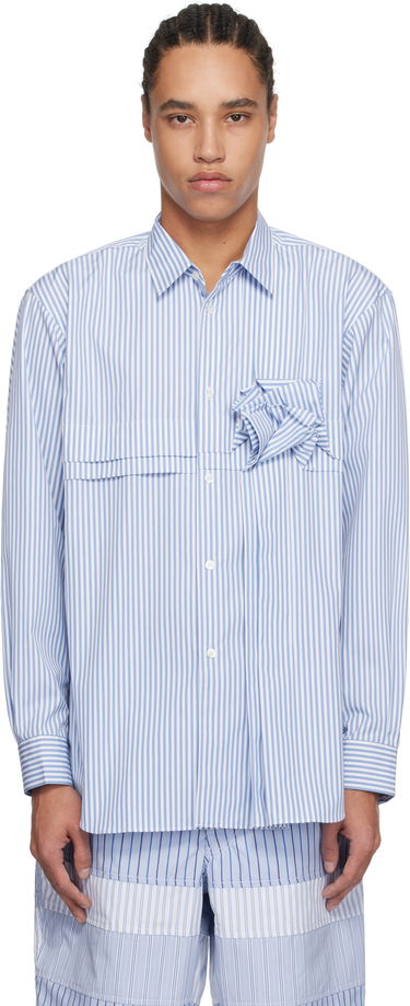 Košulja Comme des Garçons Comme des Garçons Yarn Dyed Stripe 3D Roses Shirt Plava | FO-B039-051, 0