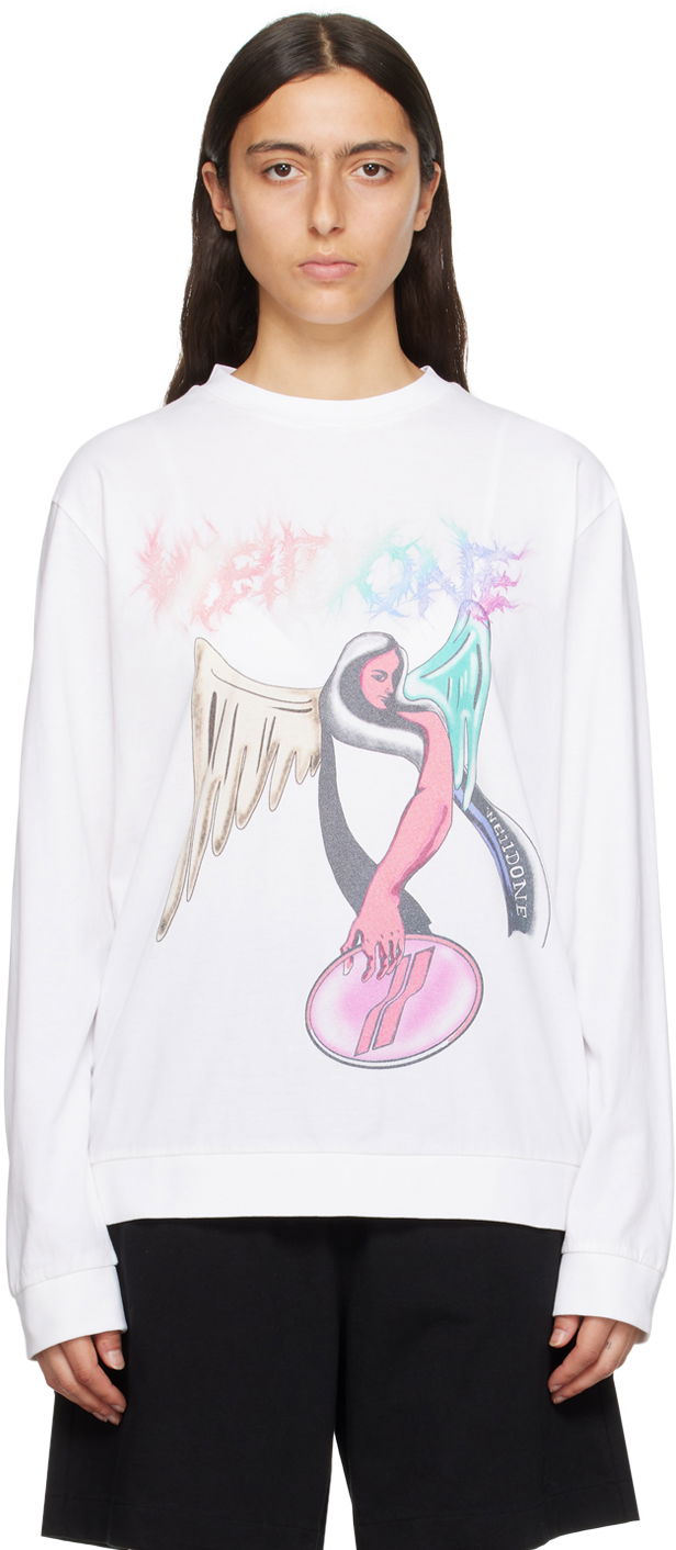 Dukserice We11done We11done Angel Graphic Sweatshirt Bijela | WD-TS3-23-785-U-WH