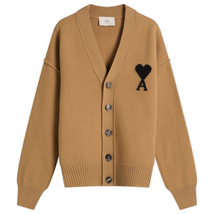 Džemper AMI Men's Merino Wool Knit ADC Cardigan, Size Large Smeđa | H25UKC367-018-288H25