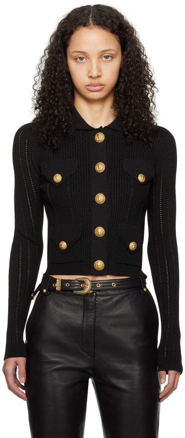 Džemper Balmain Button Cardigan Crna | CF1KL150KF24
