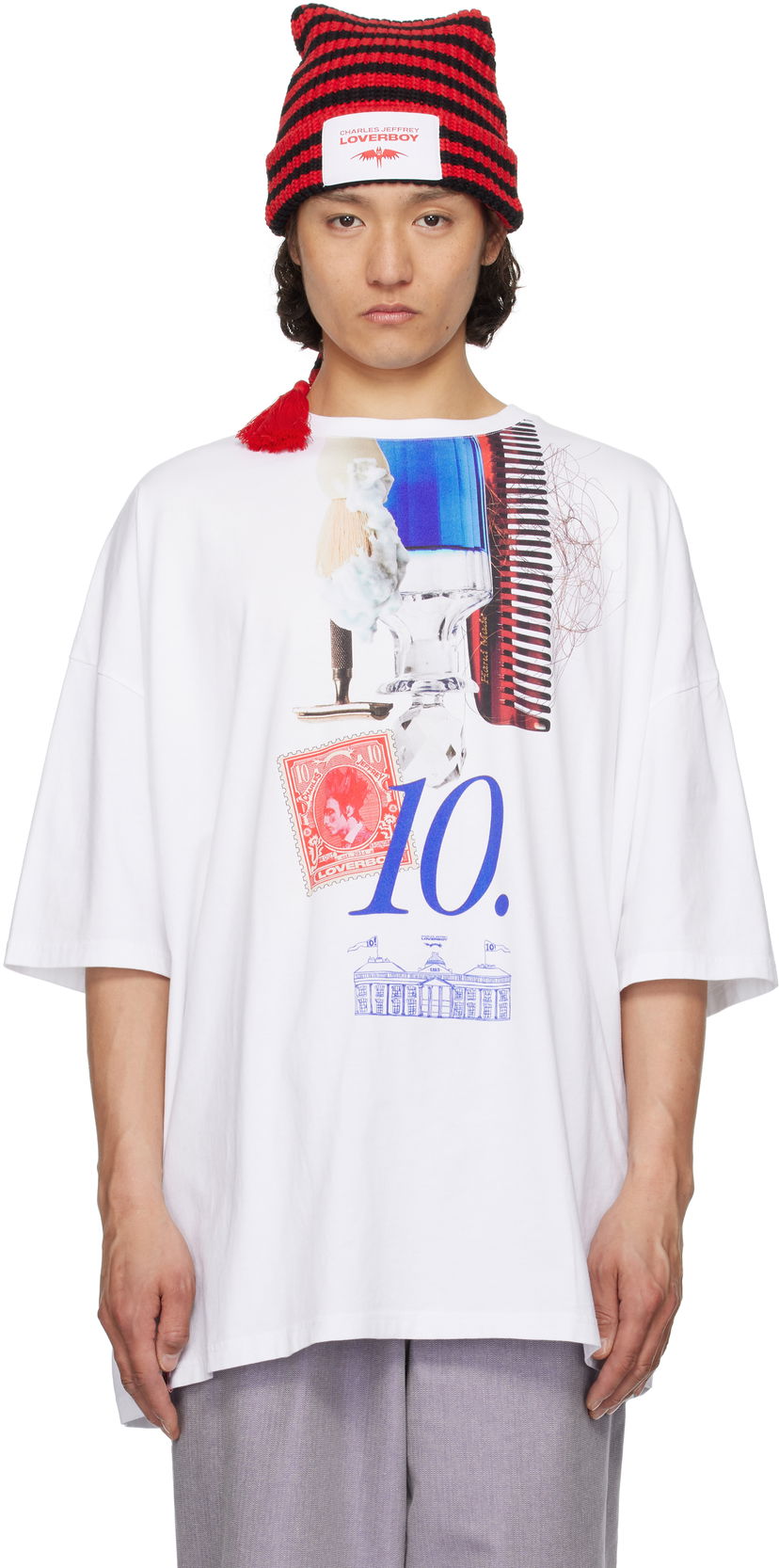 Majica kratkih rukava Charles Jeffrey Loverboy Charles Jeffrey LOVERBOY Oversized '10' Year Graphic T-Shirt Bijela | 54100601