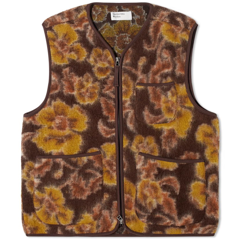 Prsluk Universal Works Flower Wool Fleece Gilet, Size X-Large Smeđa | 29413-BRN
