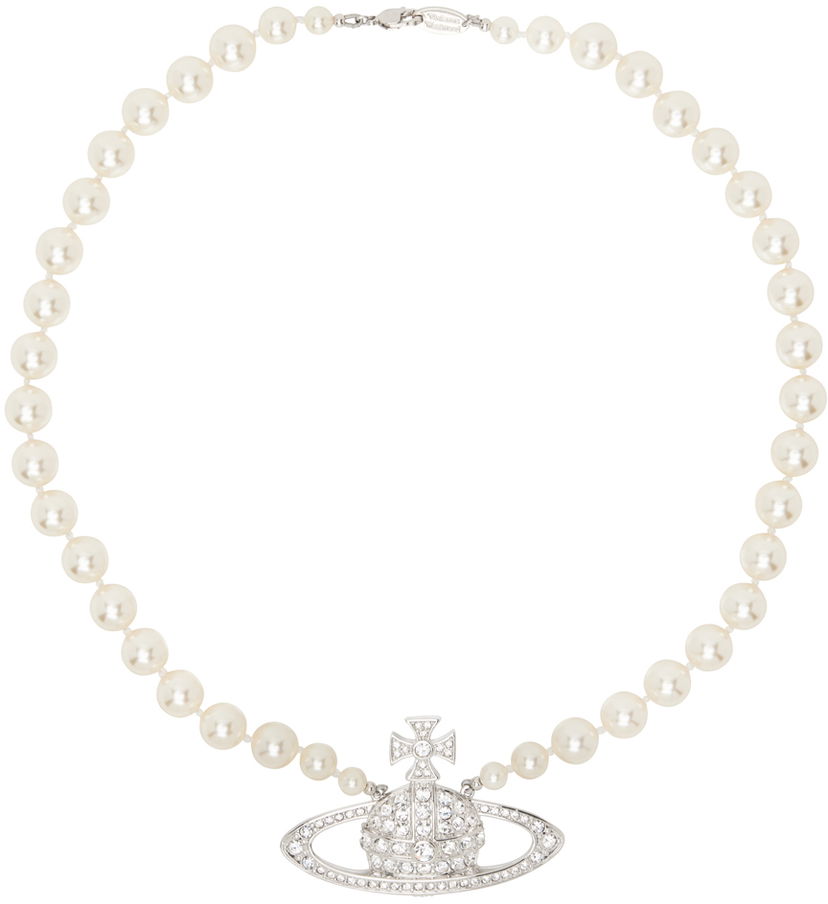 Ogrlica Vivienne Westwood Vivienne Westwood Pearl Bas Relief Choker Necklace Bijela | 63010099-02P104-CN