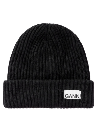 Kapica GANNI Structured Rib Beanie Crna | 5714667416047