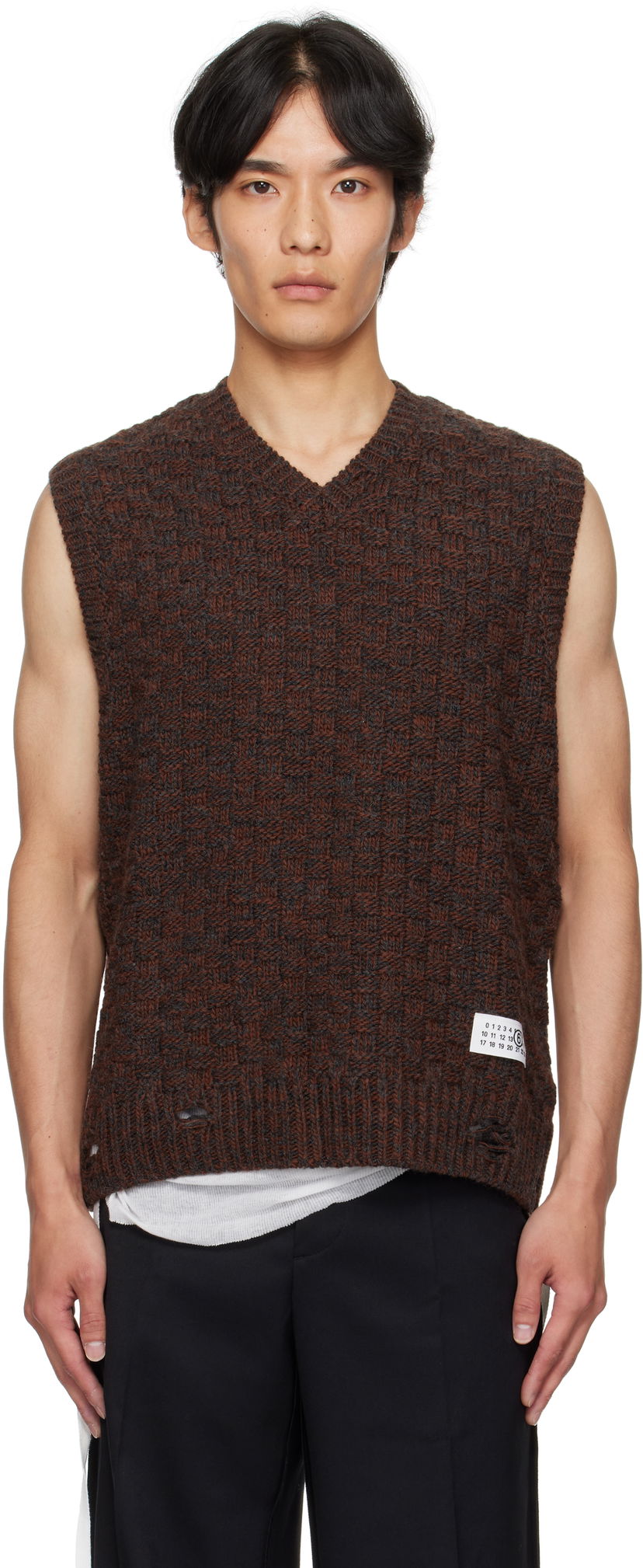 Džemper Maison Margiela MM6 Maison Margiela V-Neck Sweater Vest Smeđa | SH2FB0026 M13174