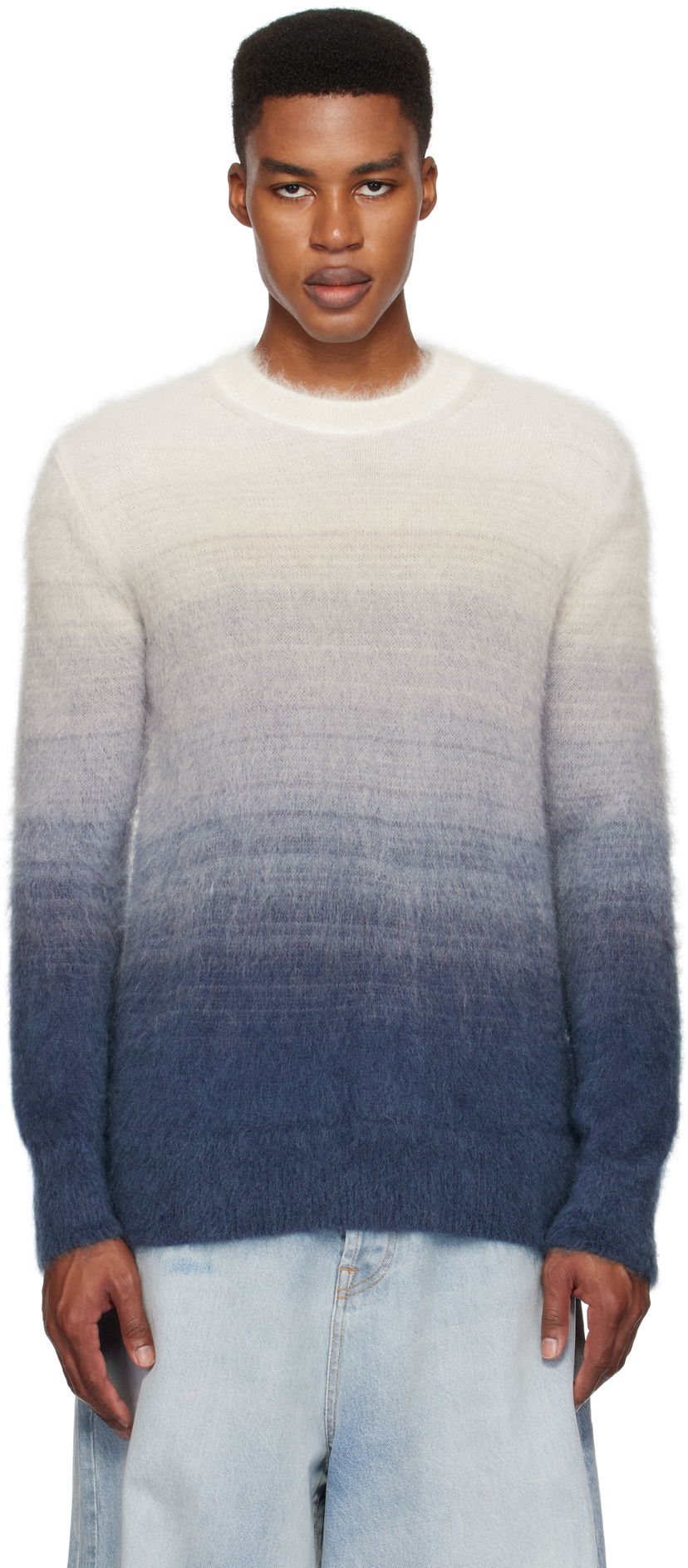 Džemper Off-White Mohair Gradient Sweater Plava | OMHE170F24KNI0010610