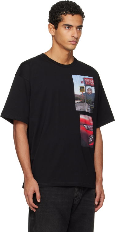 Majica kratkih rukava Diesel T-shirt with Roadside Scene and Car Photo Patches Crna | A19467-0PLAT-9XX, 1