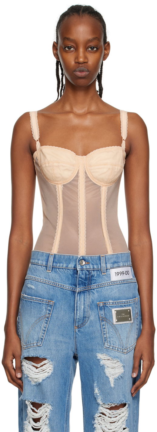 Body Dolce & Gabbana Beige Kim Kardashian Edition Bodysuit Bež | F7W66T GDC01