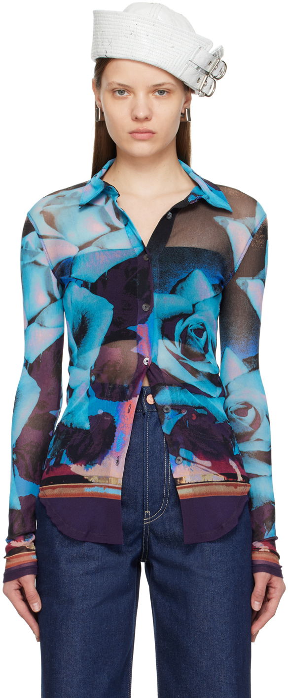 Košulja Jean Paul Gaultier Jean Paul Gaultier Roses Print Mesh Shirt Plava | 24/25-U-CH013-T547-275020