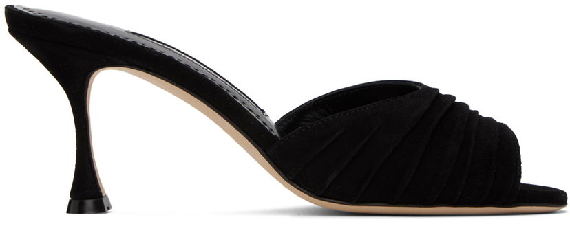 Dodaci Manolo Blahnik Manolo Blahnik Pirua Suede Heeled Mules Crna | 423-1671