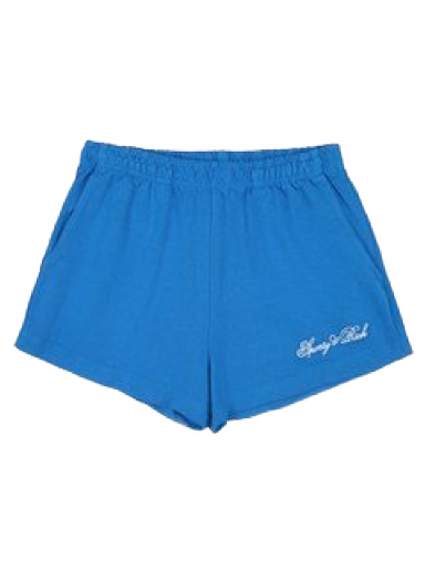 Kratke hlače Sporty & Rich Cursive Logo Embroidered Disco Short Plava | SH853RB
