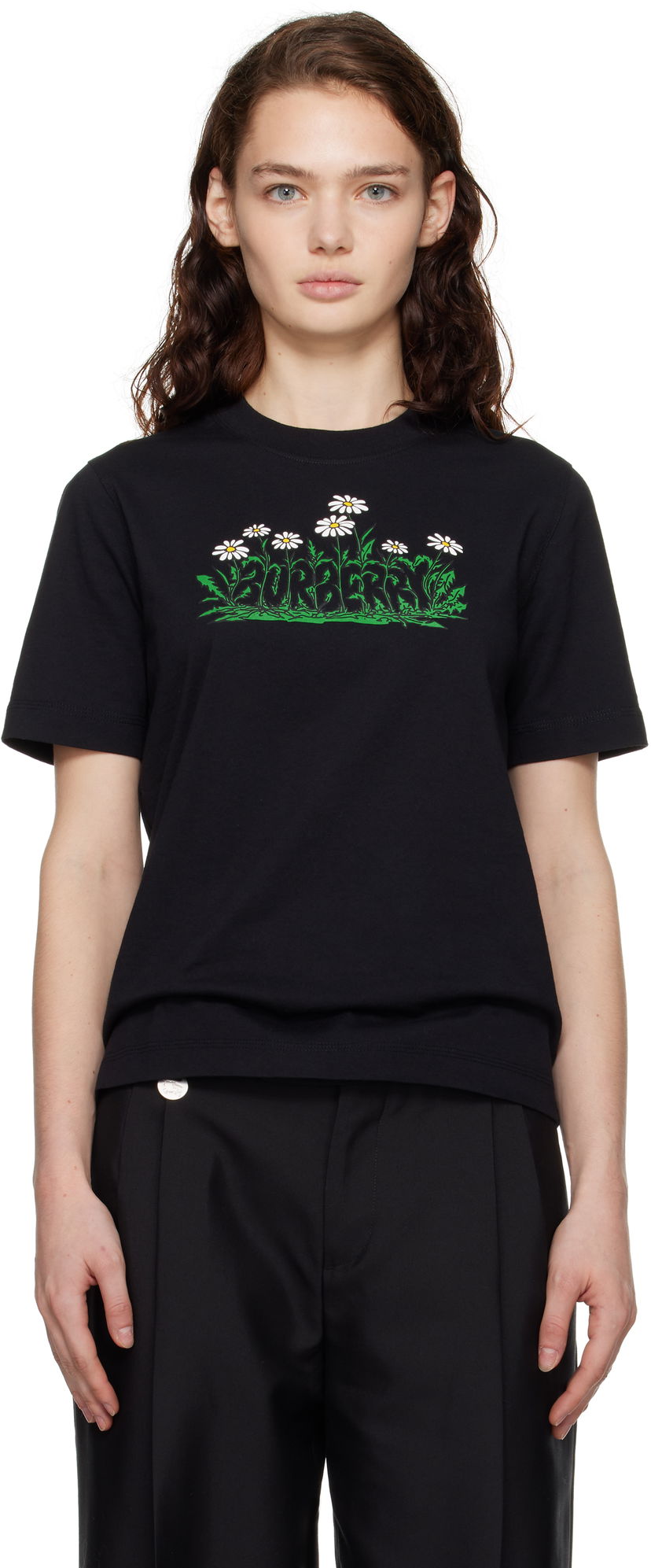 Majica kratkih rukava Burberry Daisy Logo Cotton T-Shirt Crna | 8102403