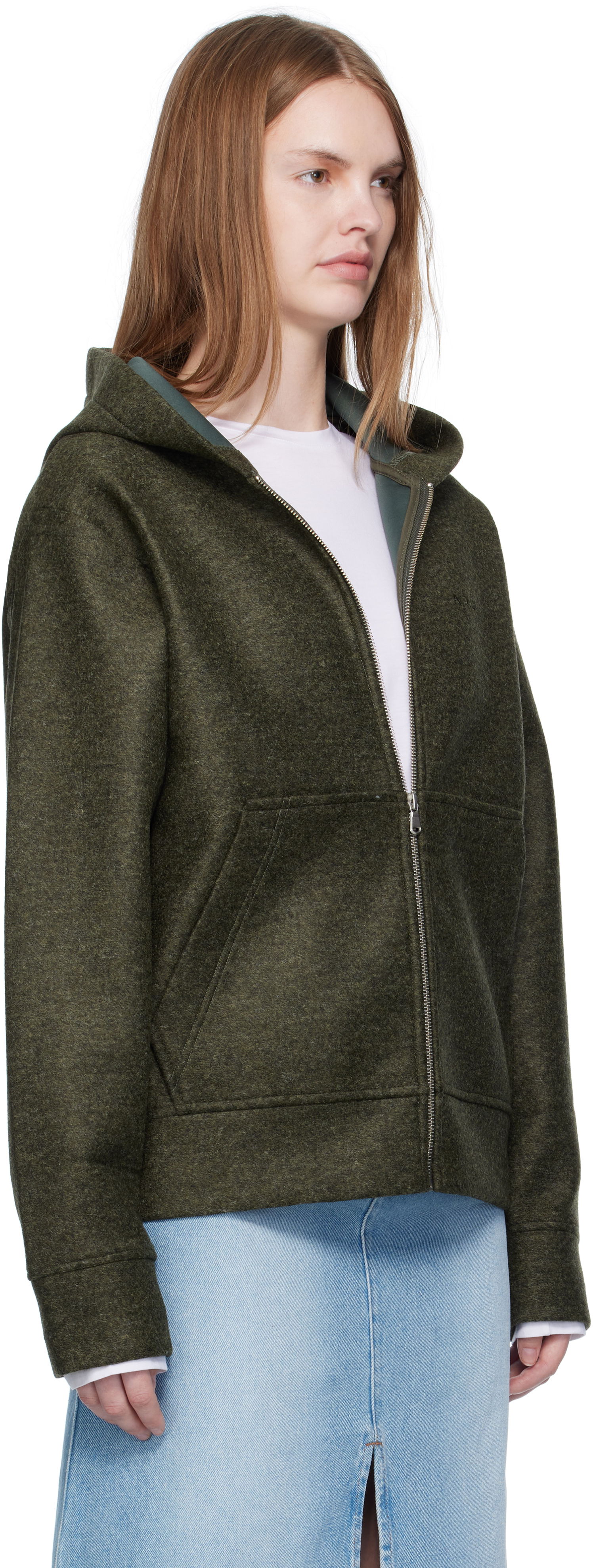 Dukserice A.P.C. A.P.C. Alvin Wool Zip-Up Hoodie Zelena | PSAFU-M27993, 1