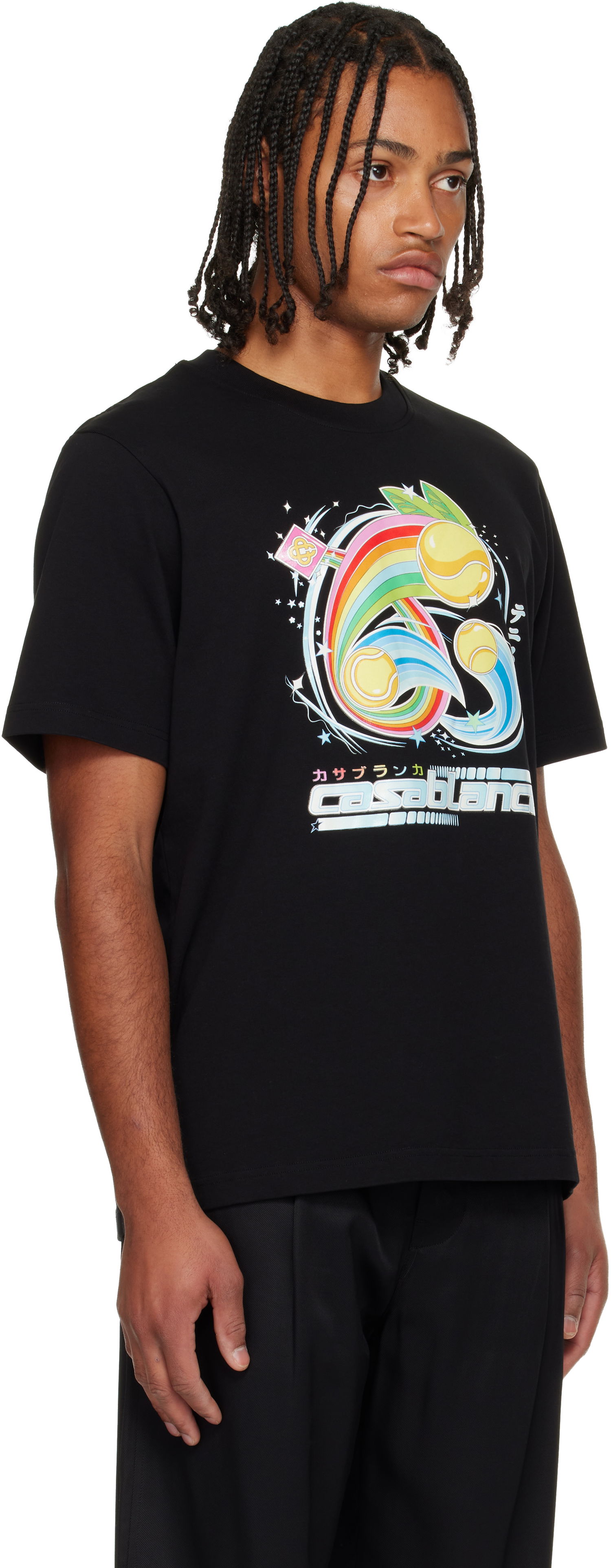 Majica kratkih rukava Casablanca Manga Tennis Ball Short Sleeve T-shirt Crna | M-AW25-JTS-001-08, 1