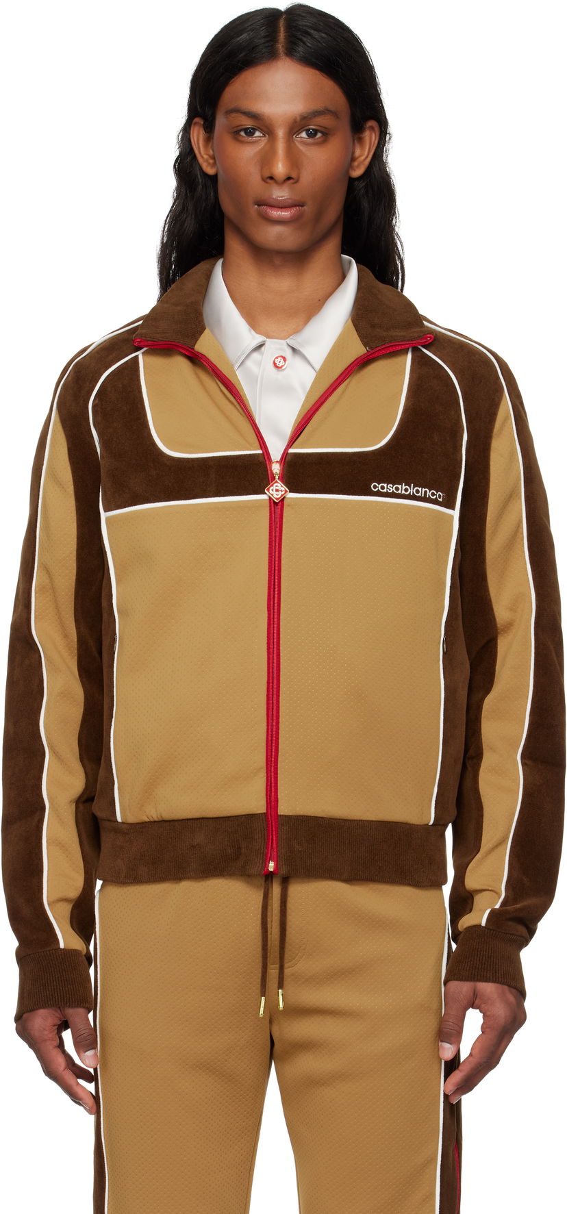 Trenerka Casablanca Casablanca Chenille Panelled Track Jacket Smeđa | MS25-JTP-342-01