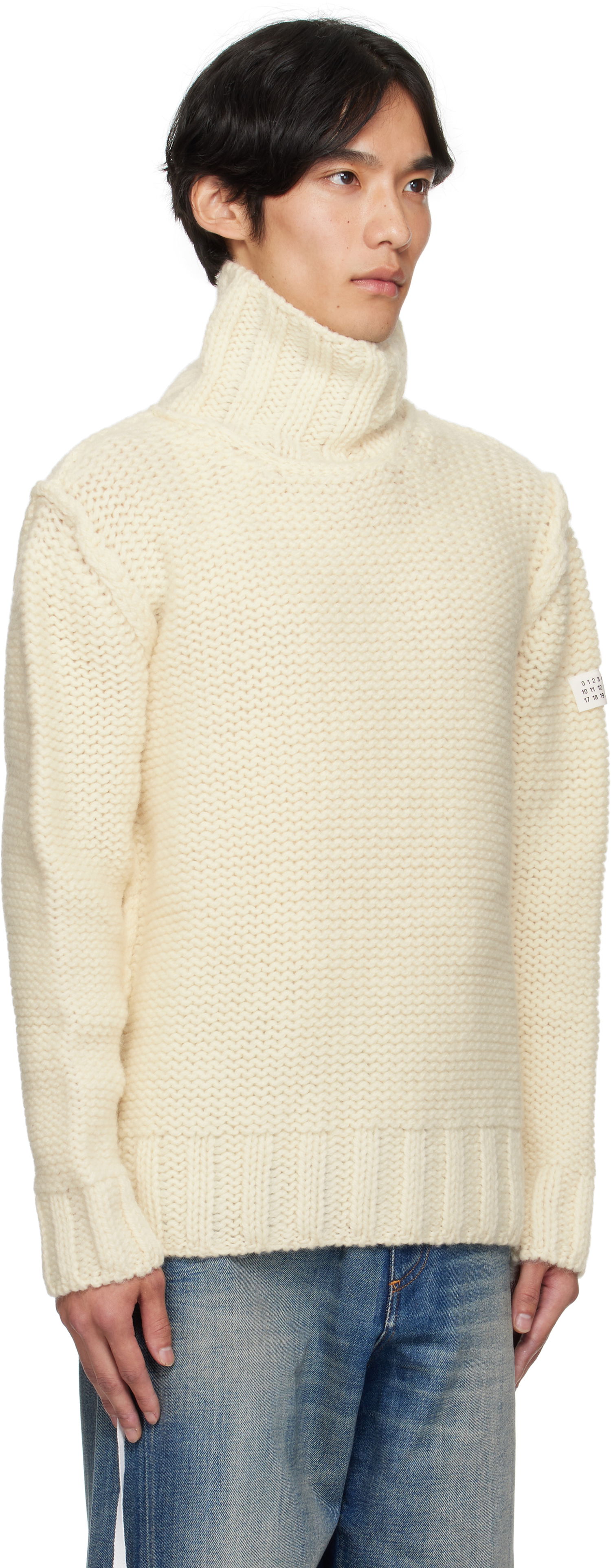Džemper Maison Margiela MM6 Maison Margiela Chunky Wool Turtleneck Sweater Bijela | SH2HA0008 M13166, 1