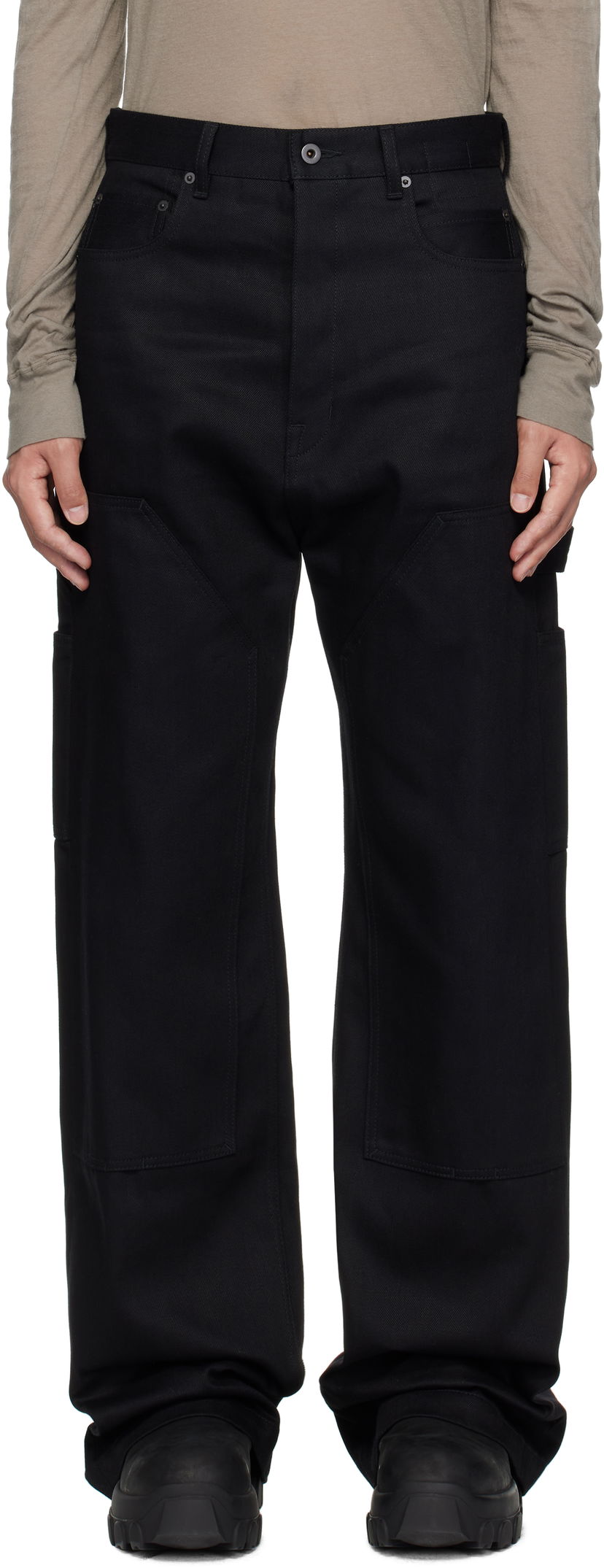 Jeans Rick Owens Rick Owens DRKSHDW Hollywood Double Knee Geth Cut Jeans Crna | DL01E6387 BLKJP