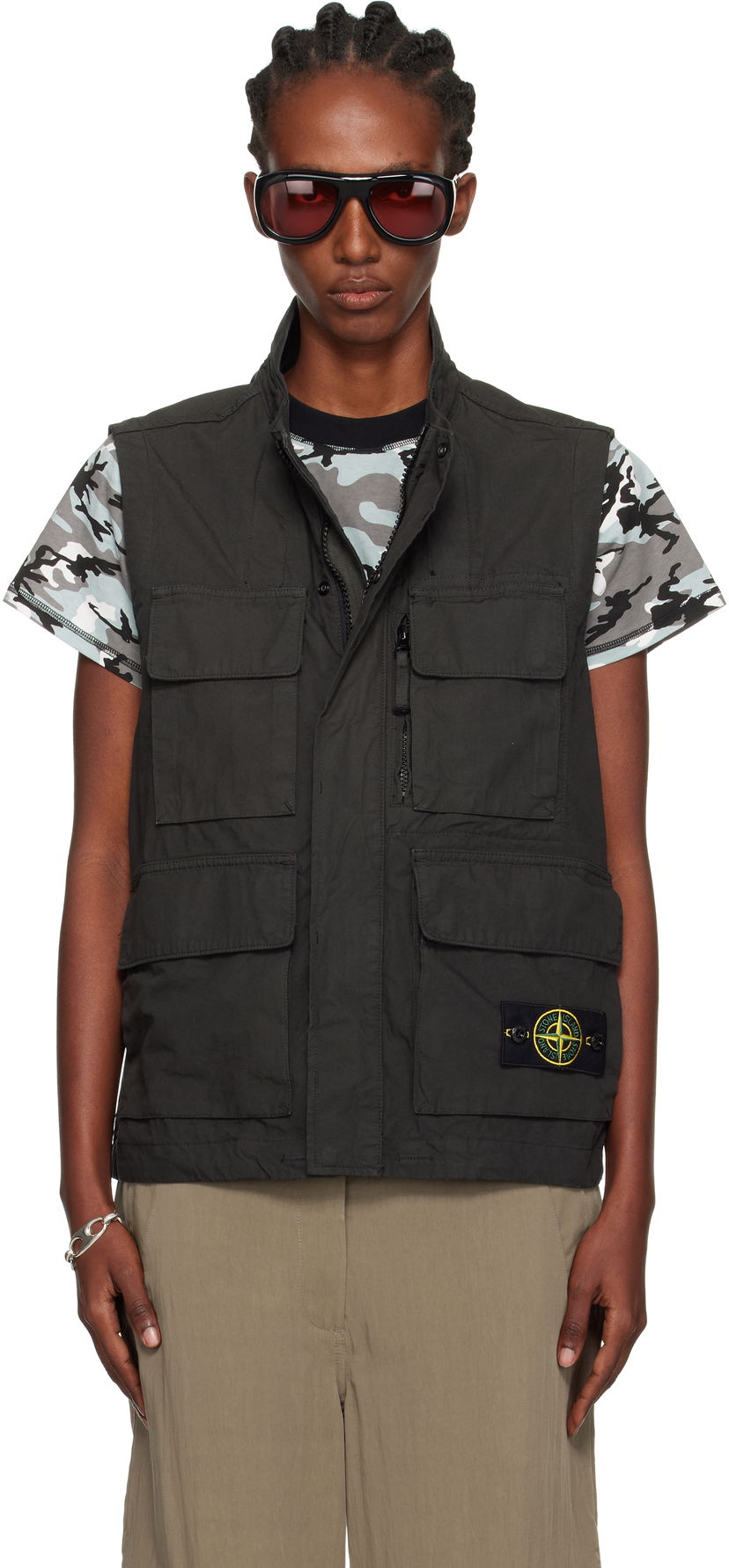 Prsluk Stone Island Stone Island Canvas Weave Organic Cotton Vest Crna | K2S15 G100001 S0240