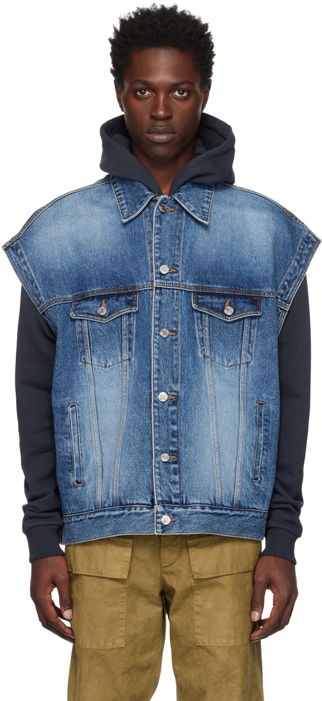 Prsluk We11done We11done Oversized Trucker Vest Plava | WD-DV3-22-385-U-BL