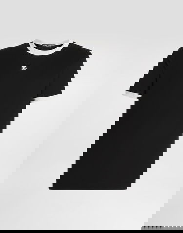 Majica kratkih rukava Dolce & Gabbana Cotton Ringer T-shirt with DG Logo Embroidery Crna | G8PV1ZG7PJ4N0000, 0