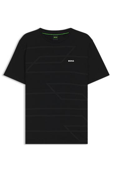 Majica kratkih rukava BOSS Melange Print Jersey T-Shirt Crna | 50551617