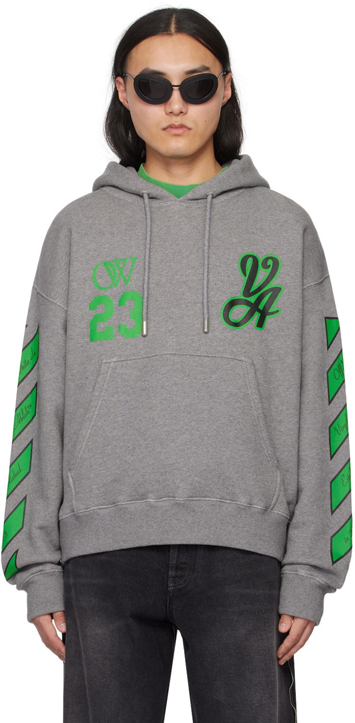 Dukserice Off-White Gray Varsity Hoodie Siva | OMBB085S24FLE0140655
