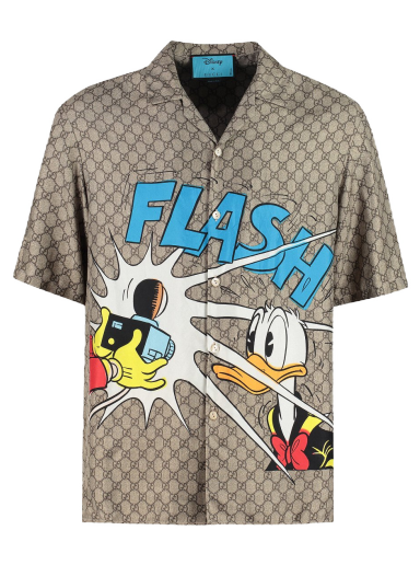 Košulja Gucci Disney Donald Duck x Monogram Silk Shirt Bež | 646446ZAGCN2165