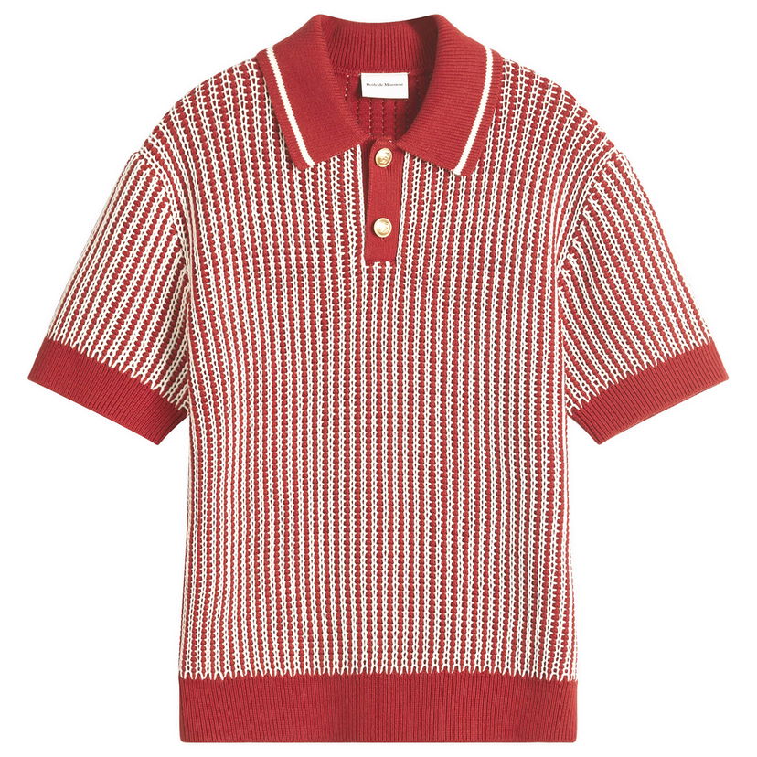 Polo majica Drôle de Monsieur Striped Knit Polo Shirt Crvena | G-PO167-CO208-BR