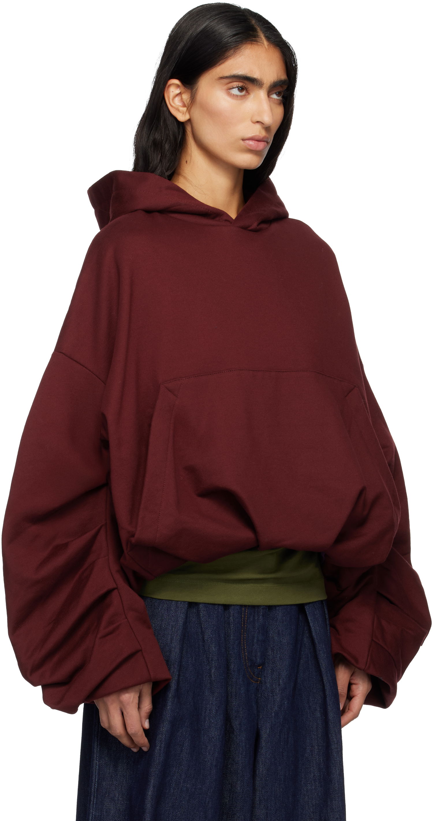 Dukserice Dries Van Noten Dries Van Noten Draped Hoodie Tamnocrvena | 252-011128-2611, 1