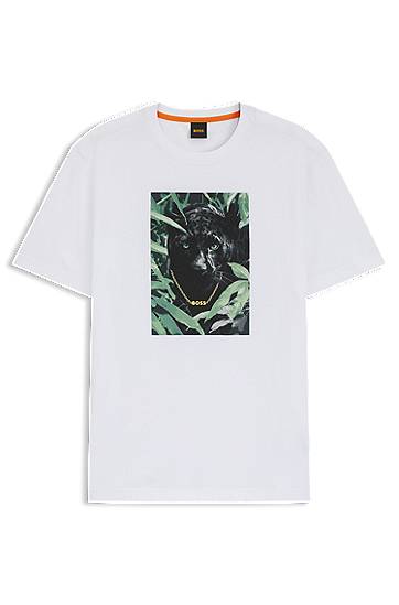 Majica kratkih rukava BOSS T-Shirt with Panther Graphic Bijela | 50546362