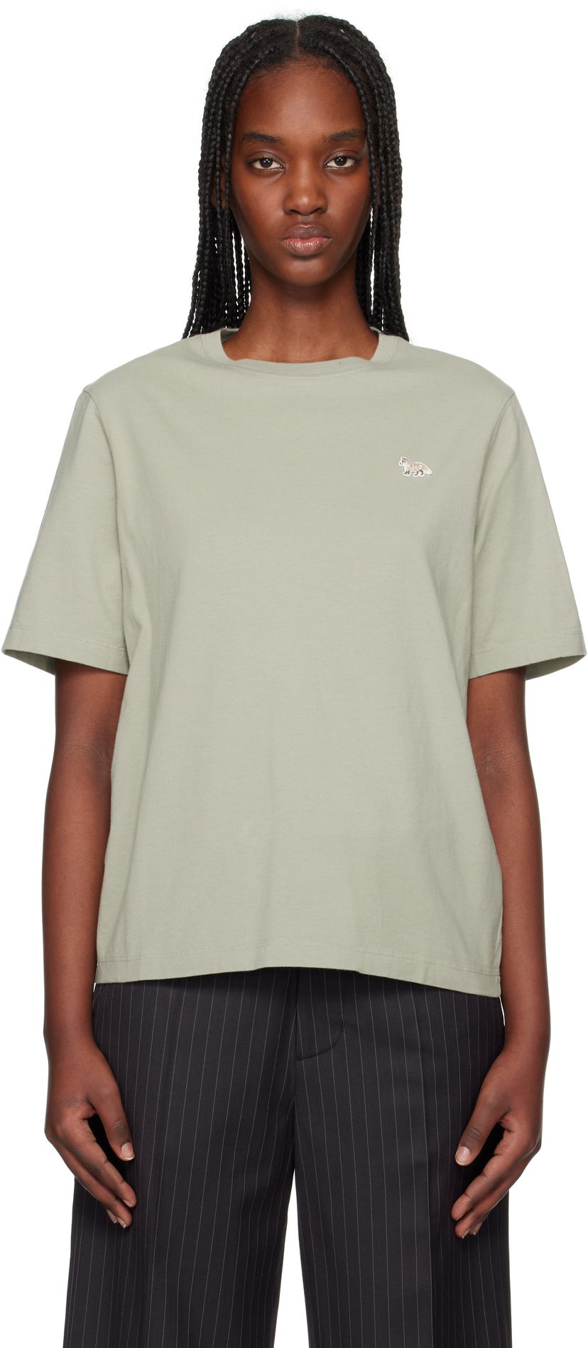 Majica kratkih rukava MAISON KITSUNÉ Maison Kitsuné Baby Fox Patch Comfort T-Shirt Zelena | OW00107KJ0008